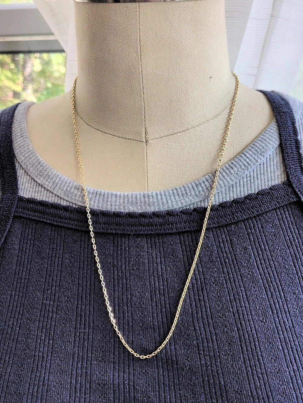 Farrah B. Gold Tone Dainty Cable Chain Necklace Layering Simple Minimalist